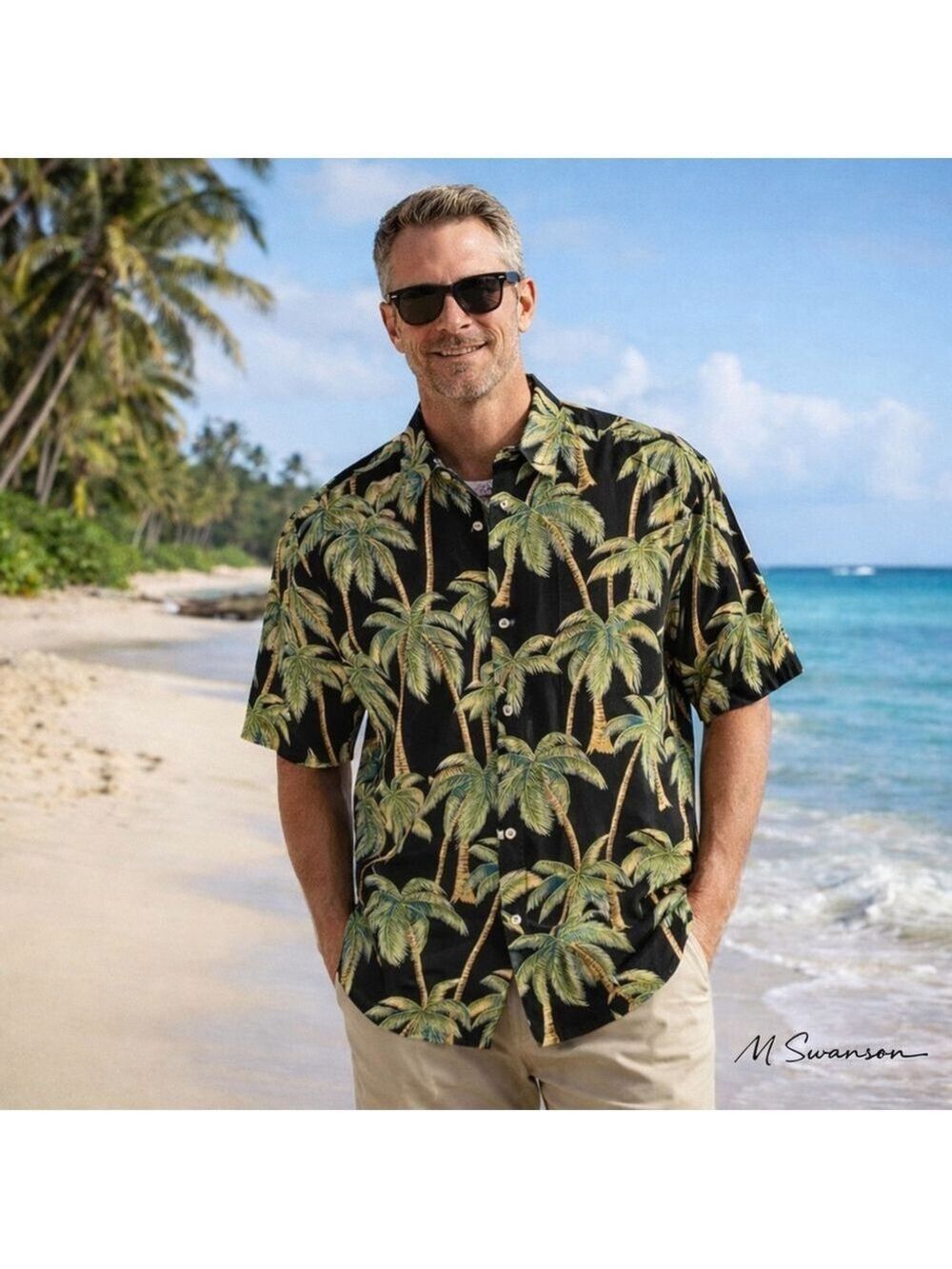 Reyn Spooner Hawaiian Traditionals Palm Tree Aloha Shirt XL Tropical Button Down